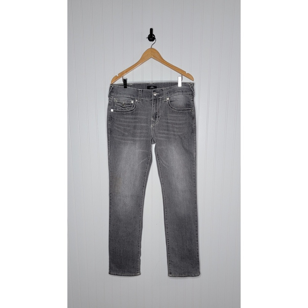 True Religion Ricky Relaxed Straight Gray Denim Men's Size 31 Flap Back Pockets